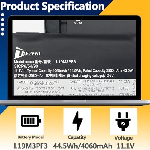 L19M3PF3 44 5Wh Battery Replacement for Lenovo IdeaPad 5 14ABA7 5 14IAL7 5 14ALC05 5 14ITL05 5 14ARE05 5 14IIL05 Series 11 1V 4060
