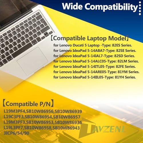 L19M3PF3 44 5Wh Battery Replacement for Lenovo IdeaPad 5 14ABA7 5 14IAL7 5 14ALC05 5 14ITL05 5 14ARE05 5 14IIL05 Series 11 1V 4060