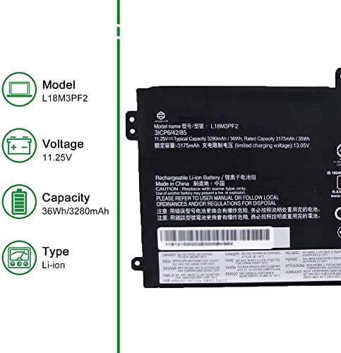 L20L3PF0 SB11B36276 5B11B36283 Laptop Battery Replacement for Lenovo IdeaPad 3 14ALC6 3 15ALC6 3 15ITL6 Series L20M3PF0 SB11B36274 5B11B36279 L20C3PF0 SB11B36277 5B11B36275 11 1V 45Wh