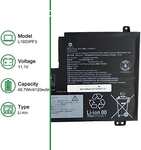 L20L3PF0 SB11B36276 5B11B36283 Laptop Battery Replacement for Lenovo IdeaPad 3 14ALC6 3 15ALC6 3 15ITL6 Series L20M3PF0 SB11B36274 5B11B36279 L20C3PF0 SB11B36277 5B11B36275 11 1V 45Wh