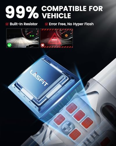 LASFIT 7440 LED Bulb Anti Hyper Flash Canbus 7443 Front or Rear Turn Signal Light 7444na 7441 7444 7440NA W21W WY21W Bulbs No Load Resistor Need  Upgraded Amber  Pack of 2