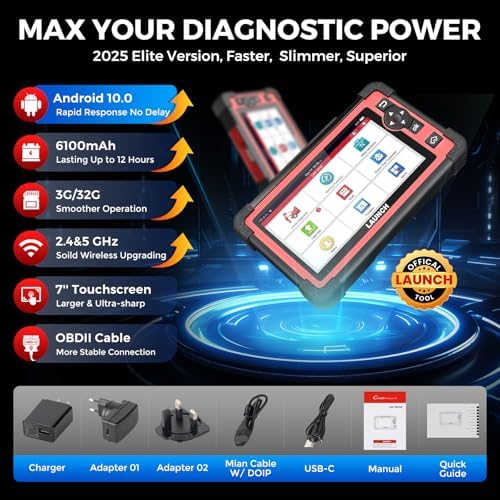 LAUNCH X431 CRP919E OBD2 Scanner  2025 Bidirectional Scan Tool as CRP919EBT  CANFD & DoIP  ECU Code  35  Service  Active Tests  All System Diagnosis  FCA Autoauth  BST360 & TPMS  2 Year Update