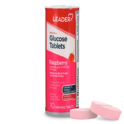 LEADER Glucose Tablets Raspberry 6 Tubes  10 Tablets PER Tube Pack of 1