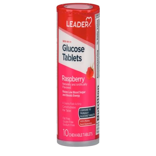 LEADER Glucose Tablets Raspberry 6 Tubes  10 Tablets PER Tube Pack of 1