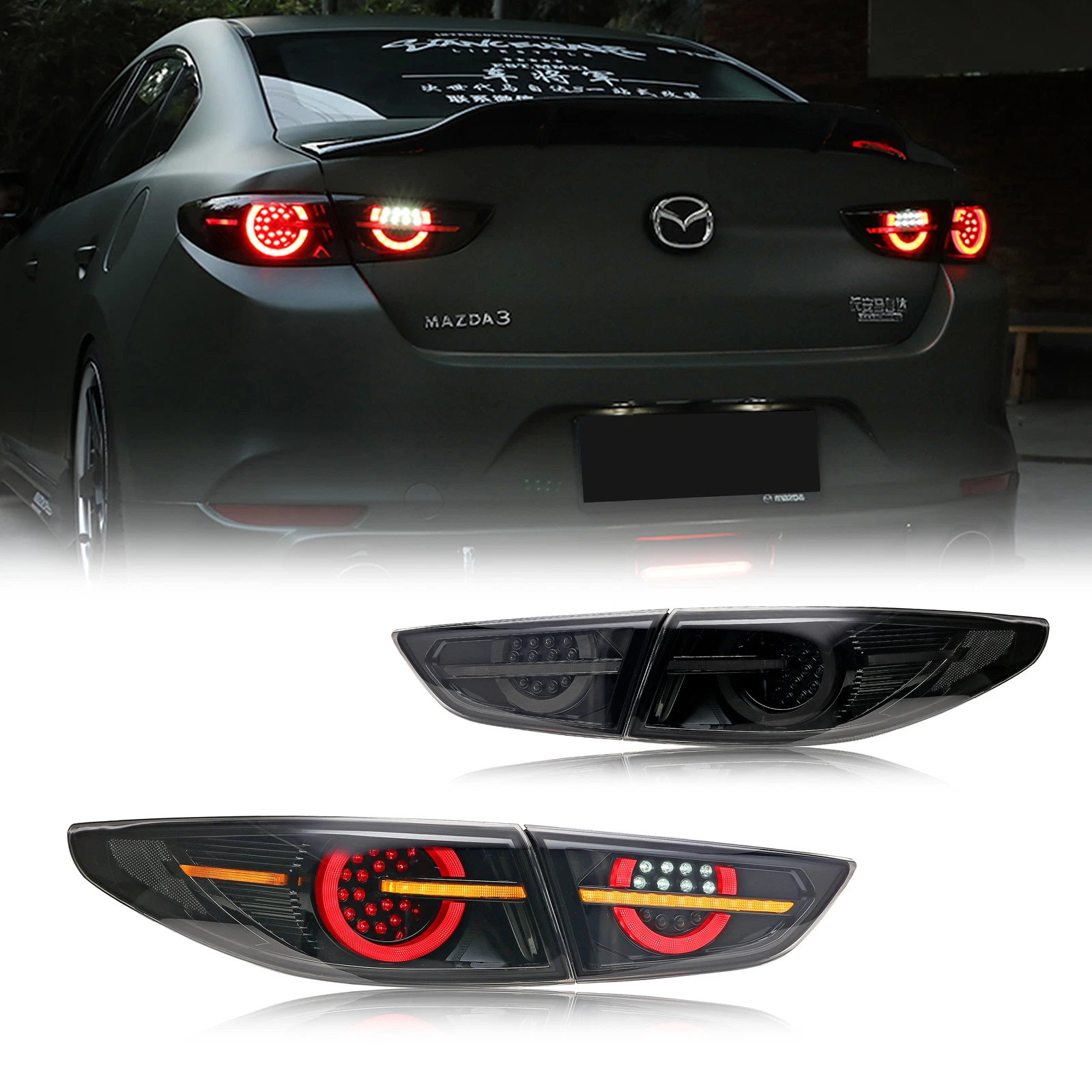 LED Tail Lights for Mazda 3 Sedan 2020 2024 Dynamic Signal Rear Lamps Assembly