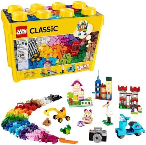 LEGO Classic Large Creative Brick Box 10698 Building Toy Set  Toy Storage Solution for Home or Classrooms  Interactive Building Toy for Kids  Boys  and Girls