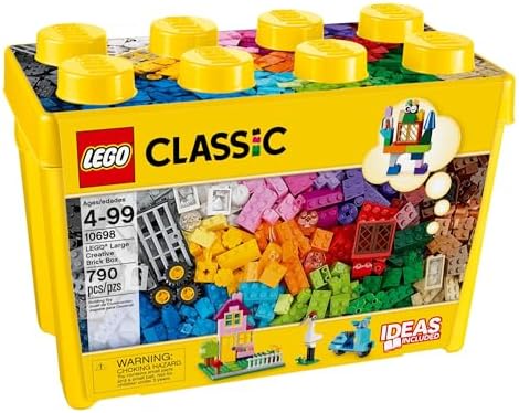 LEGO Classic Large Creative Brick Box 10698 Building Toy Set  Toy Storage Solution for Home or Classrooms  Interactive Building Toy for Kids  Boys  and Girls