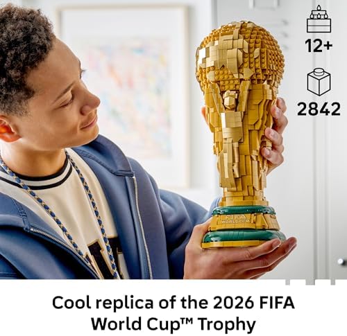 LEGO Editions FIFA World Cup Official Trophy Building Set   Kit for Display in Bedroom  Home Office  Book Shelf   Soccer Fans Collectible   with World Cup 2026 Minifigure   Gift for Fans   43020