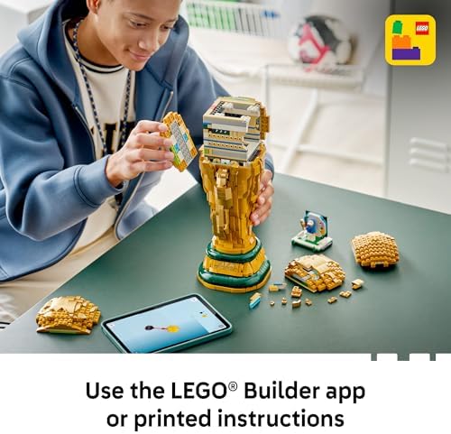 Conjunto de construcción del trofeo oficial del Mundial de la FIFA de LEGO Ediciones - Kit para exhibición en dormitorio, oficina en casa, estante de libros - Coleccionable para fanáticos del fútbol