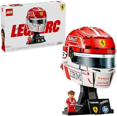 LEGO Editions Scuderia Ferrari HP Charles Leclerc Helmet   Building Set for Teens  Ages 14    Collectible F1 Display   Bedroom or Home Office Decor   Gift for Formula 1 Fans   43014