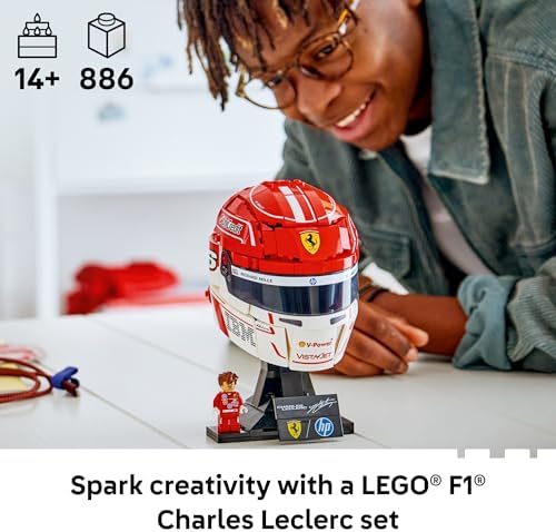 LEGO Editions Scuderia Ferrari HP Charles Leclerc Helmet   Building Set for Teens  Ages 14    Collectible F1 Display   Bedroom or Home Office Decor   Gift for Formula 1 Fans   43014