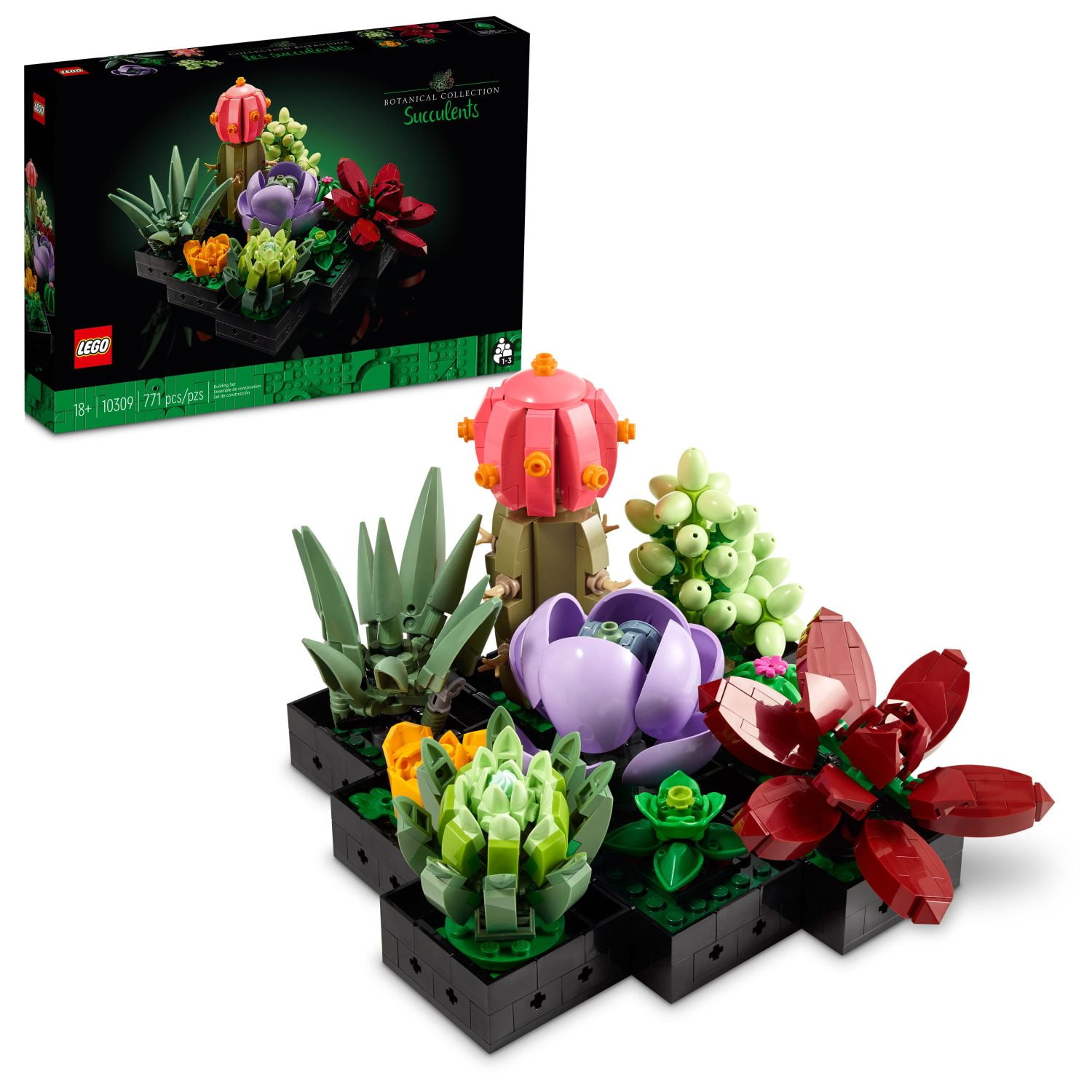 LEGO Icons Succulents  5" Artificial Plant  Multicolor  Plastic  for Home Decor