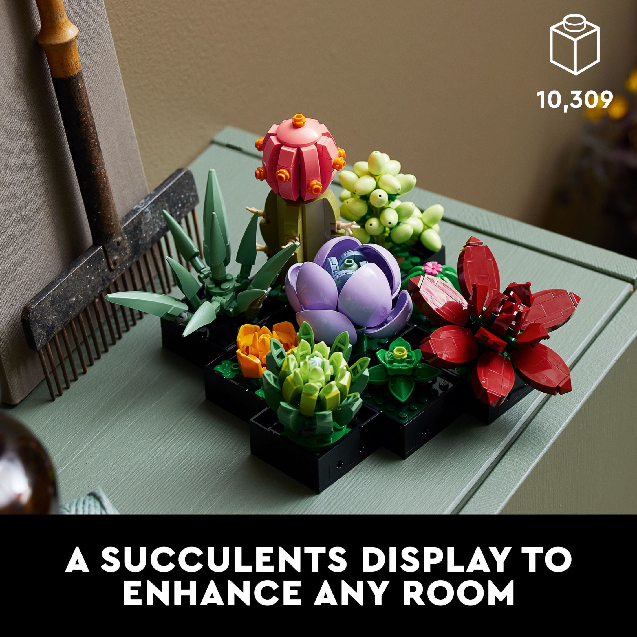 LEGO Icons Succulents  5" Artificial Plant  Multicolor  Plastic  for Home Decor