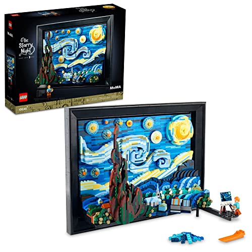LEGO Ideas Vincent Van Gogh The Starry Night - Juego de construcción para adultos, mayores de 18 años - Decoración artística de pared para el hogar bellamente detallada - Regalo para hombres y mujeres