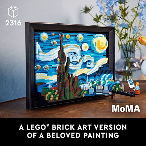 LEGO Ideas Vincent Van Gogh The Starry Night - Juego de construcción para adultos, mayores de 18 años - Decoración artística de pared para el hogar bellamente detallada - Regalo para hombres y mujeres