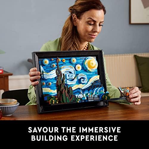 LEGO Ideas Vincent Van Gogh The Starry Night - Juego de construcción para adultos, mayores de 18 años - Decoración artística de pared para el hogar bellamente detallada - Regalo para hombres y mujeres