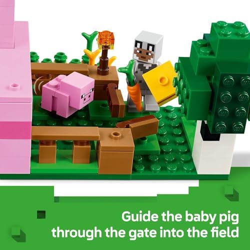 LEGO Minecraft The Baby Pig House Toy Figures and Playset   Building Minecraft Toy for Kids  Boys and Girls  Ages 7    Gift for Birthdays   with 2 Minifigures for Pretend Play   21268