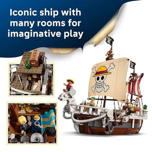 LEGO One Piece The Going Merry Pirate Ship Building Blocks – Juguete de aventura para niños y niñas, 10+ – figuras de juguete y juego para fanáticos del anime – Idea de regalo para cumpleaños – 75639