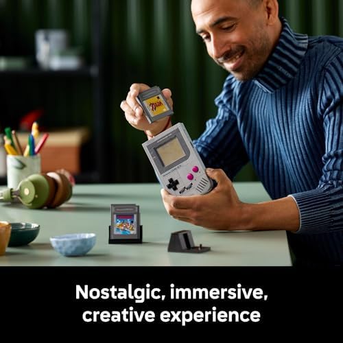 LEGO Super Mario Game Boy   Retro Building Sets for Adults  Ages 18    Collectible Model with Game Paks and Display Stand   Birthday Gifts for Men & Women   72046