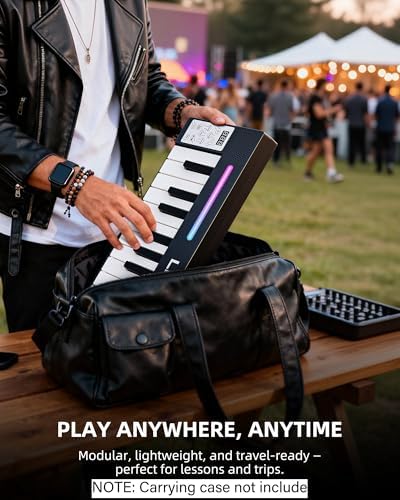 LEKATO Portable Piano Keyboard  4 pcs Magnetic Electric Piano with Up to 88 Keys  128 Tones  128 Rhythm  21 Demo  Split  Dual Tone  Record  Bluetooth MIDI  Headphone Jack  for Beginners Home Travel