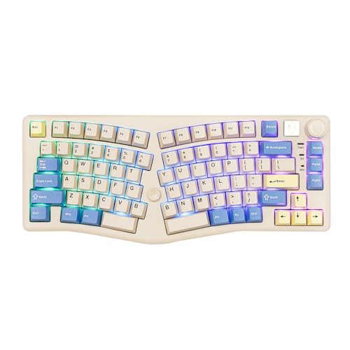 LEOBOG A75 - Teclado Alice al 75%, teclado inalámbrico para juegos con perilla y diseño de joystick, teclado mecánico de montaje superior con PCB de corte flexible, placa de PC, soportes
