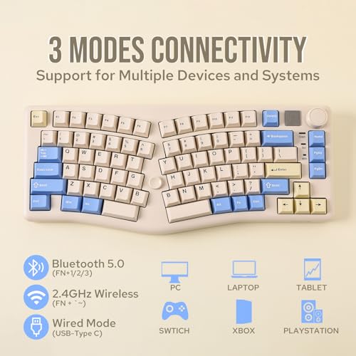LEOBOG A75 - Teclado Alice al 75%, teclado inalámbrico para juegos con perilla y diseño de joystick, teclado mecánico de montaje superior con PCB de corte flexible, placa de PC, soportes