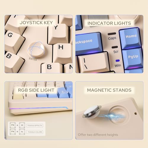 LEOBOG A75 - Teclado Alice al 75%, teclado inalámbrico para juegos con perilla y diseño de joystick, teclado mecánico de montaje superior con PCB de corte flexible, placa de PC, soportes