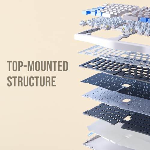 LEOBOG A75 - Teclado Alice al 75%, teclado inalámbrico para juegos con perilla y diseño de joystick, teclado mecánico de montaje superior con PCB de corte flexible, placa de PC, soportes