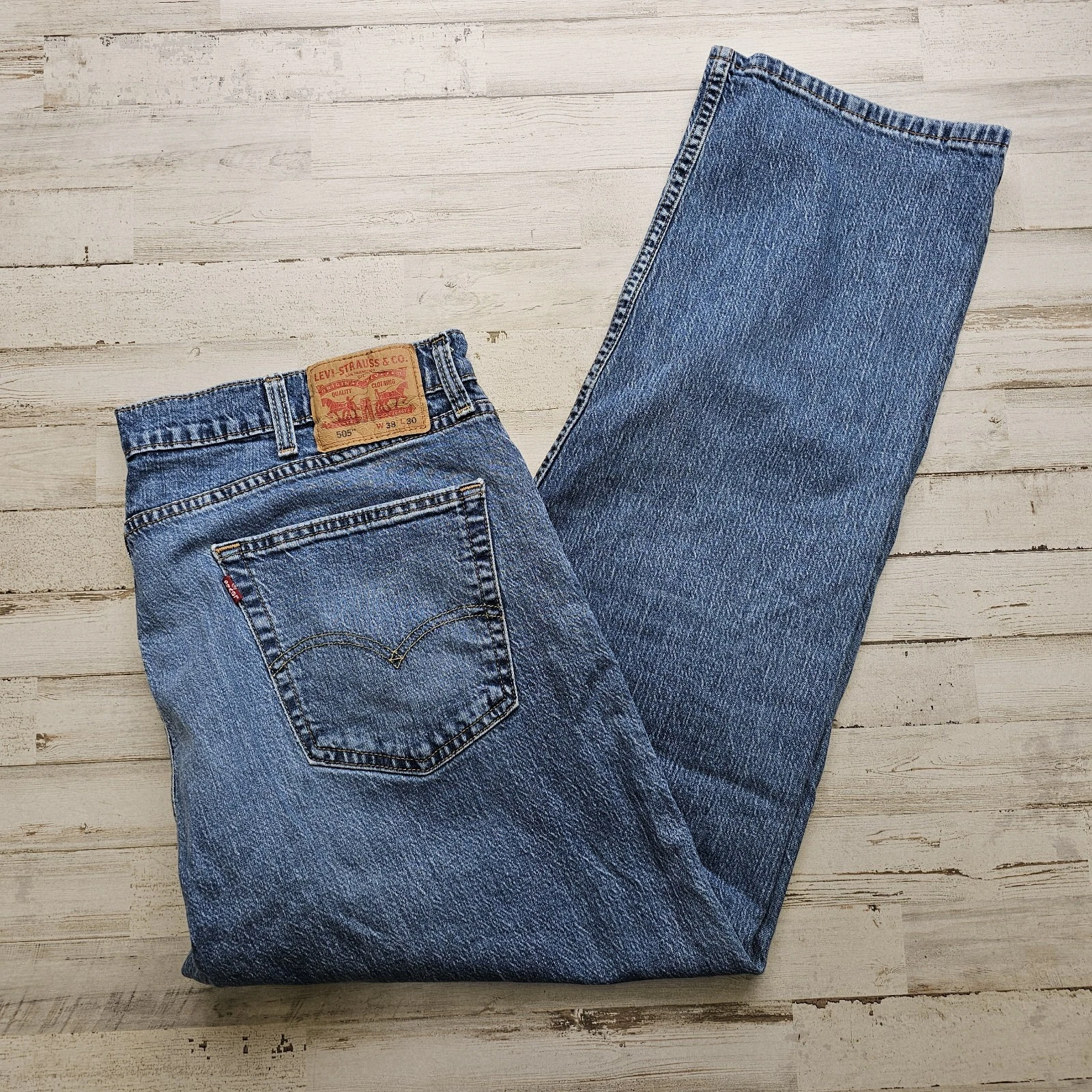 LEVI S 505 Regular Straight Leg Jeans Men s Size 38 x 30 Blue Denim Comfort