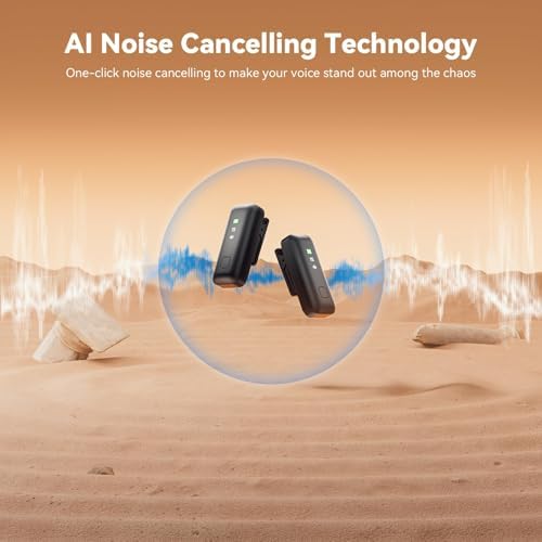 LEVN Wireless Lavalier Microphones  Microphone for iPhone  2 TX   2 RX   Charging Case   Mini Mic with Noise Cancellation  20H Battery  200ft  Wireless Microphone for iPhone 15/14/13  Android