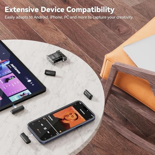 LEVN Wireless Lavalier Microphones  Microphone for iPhone  2 TX   2 RX   Charging Case   Mini Mic with Noise Cancellation  20H Battery  200ft  Wireless Microphone for iPhone 15/14/13  Android