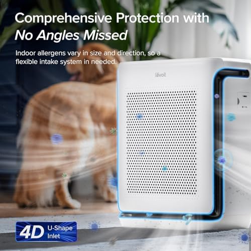 LEVOIT Air Purifiers for Home Large Room Up to 1875 Ft  with Washable Pre Filter  AHAM VERIFIDE  Air Quality Monitor  HEPA Sleep Mode for Allergies  Pet Hair in Bedroom  Vital 200S P  White