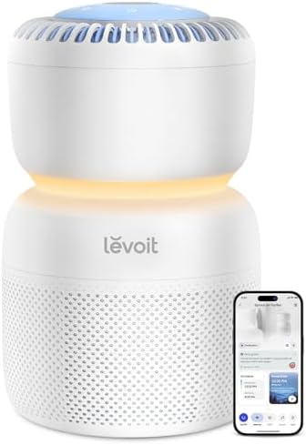 LEVOIT Air Purifiers for Home Large Room Up to 1875 Ft  with Washable Pre Filter  AHAM VERIFIDE  Air Quality Monitor  HEPA Sleep Mode for Allergies  Pet Hair in Bedroom  Vital 200S P  White