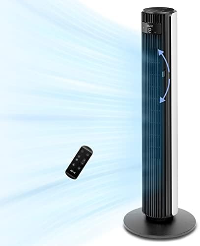 LEVOIT Tower Fan for Bedroom  90  Oscillating Standing Fan with 28dB Quiet for Sleep  25ft/s Velocity  12H Timer  5 Speeds 4 Modes  Remoter  Bladeless Room Fan for Home  Office  Indoor  36 inch  White