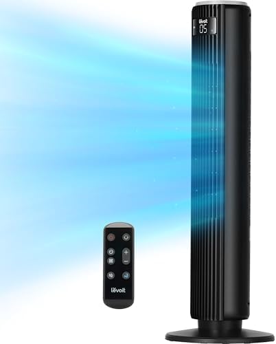 LEVOIT Tower Fan for Bedroom  90  Oscillating Standing Fan with 28dB Quiet for Sleep  25ft/s Velocity  12H Timer  5 Speeds 4 Modes  Remoter  Bladeless Room Fan for Home  Office  Indoor  36 inch  White