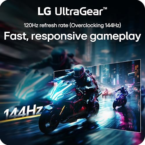 LG 24G411A-B Monitor de juegos Ultragear Full HD (1920 x 1080) IPS de 24 pulgadas, 144 Hz (O/C), 1 ms MBR, compatible con NVIDIA G-Sync, AMD FreeSync, HDR10, HDMI, DisplayPort, soporte delgado, negro