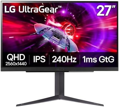 LG 27GR83Q B 27 inch Ultragear QHD  2560x1440  IPS Gaming Monitor  240Hz  1ms  DisplayHDR 400  G Sync AMD FreeSync Premium  HDMI 2 1 DisplayPort  4 Pole HP Out DTS GP X  Tilt/Height/Pivot Stand  Black