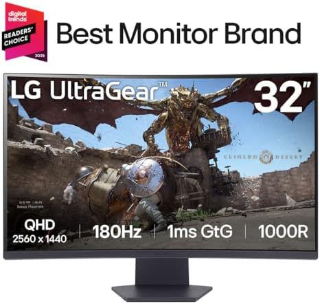 LG 27GS60QC B Ultragear Curved Gaming Monitor 27 Inch QHD  2560x1440  180Hz 1ms 1000R AMD FreeSync HDR10 HDMIx2 DisplayPort Borderless Design Black Stabilizer DAS Crosshair FPS Counter   Black