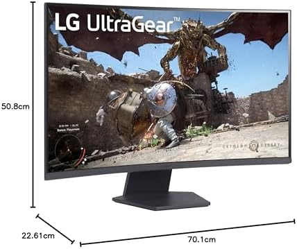 LG 27GS60QC B Ultragear Curved Gaming Monitor 27 Inch QHD  2560x1440  180Hz 1ms 1000R AMD FreeSync HDR10 HDMIx2 DisplayPort Borderless Design Black Stabilizer DAS Crosshair FPS Counter   Black