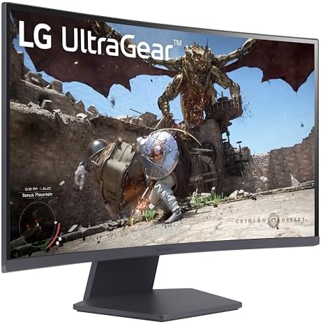 LG 27GS60QC B Ultragear 27 inch Curved Gaming Monitor QHD  2560x1440  180Hz 1ms 1000R AMD FreeSync HDR10 HDMIx2 DisplayPort Borderless Design Black Stabilizer DAS Crosshair FPS Counter   Black