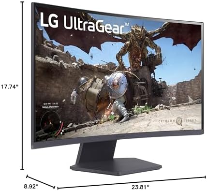 LG 27GS60QC B Ultragear 27 inch Curved Gaming Monitor QHD  2560x1440  180Hz 1ms 1000R AMD FreeSync HDR10 HDMIx2 DisplayPort Borderless Design Black Stabilizer DAS Crosshair FPS Counter   Black