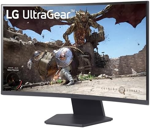 LG 27GS60QC B Ultragear 27 inch Curved Gaming Monitor QHD  2560x1440  180Hz 1ms 1000R AMD FreeSync HDR10 HDMIx2 DisplayPort Borderless Design Black Stabilizer DAS Crosshair FPS Counter   Black