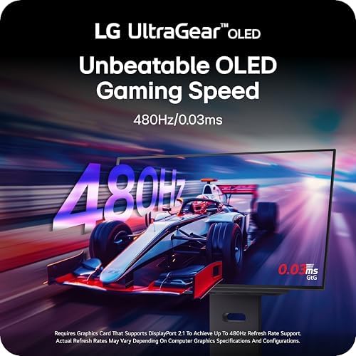 LG 27GX790A B 27 inch Ultragear OLED Gaming Monitor QHD 1440p 480Hz  0 03ms  DisplayPort 2 1  True Black 400  NVIDIA G Sync  AMD FreeSync Premium Pro  HDMI  USB  Tilt/Height/Swivel/Pivot Stand  Black