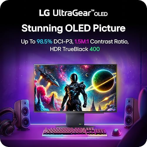 LG 27GX790A B 27 inch Ultragear OLED Gaming Monitor QHD 1440p 480Hz  0 03ms  DisplayPort 2 1  True Black 400  NVIDIA G Sync  AMD FreeSync Premium Pro  HDMI  USB  Tilt/Height/Swivel/Pivot Stand  Black