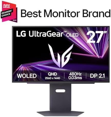 LG 27GX790A B 27 inch Ultragear OLED Gaming Monitor QHD 1440p 480Hz  0 03ms  DisplayPort 2 1  True Black 400  NVIDIA G Sync  AMD FreeSync Premium Pro  HDMI  USB  Tilt/Height/Swivel/Pivot Stand  Black
