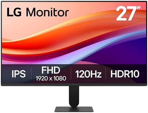 LG 27U411A-B Monitor de computadora IPS Full HD (1920 x 1080) de 27 pulgadas, 120Hz, HDR10, modo de lectura, caja fuerte, HDMI, base de soporte delgado, negro