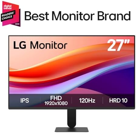 LG 27U411A-B Monitor de computadora IPS Full HD (1920 x 1080) de 27 pulgadas, 120Hz, HDR10, modo de lectura, caja fuerte, HDMI, base de soporte delgado, negro