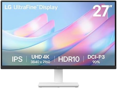 LG 27US500 W Ultrafine Monitor 27 Inch 4K UHD  3840x2160  HDR10 IPS Borderless Design Reader Mode Flicker Safe Switch App HDMI DisplayPort   White