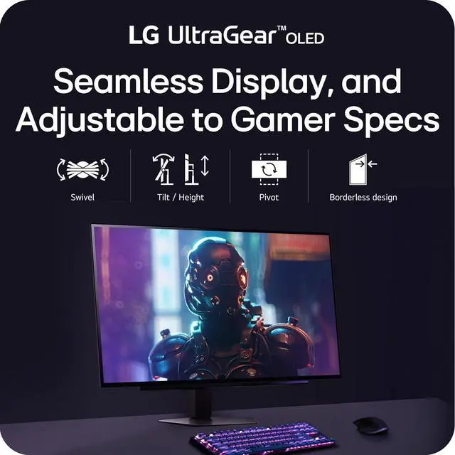 LG 27" 240 Hz OLED QHD Gaming Monitor FreeSync Premium Pro & G Sync Compatible DCI P3 Typical 98 5  GX700 Series 27GX704A B