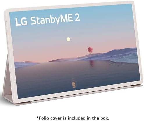 LG 27 Inch StanbyME 2 with Folio Cover  Portable Touch Screen  Dolby Vision  HDR10  Filmmaker Mode  Built in Battery  Full Swivel Rotation  27LX6TYGA  2025 